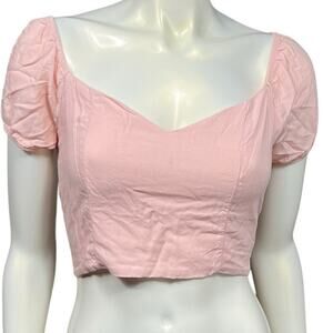 Pink Lottie Moss Crop Top Tie-Back Sweetheart Neckline